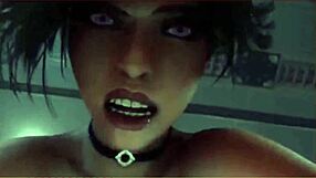 She Endures Strong Push in 3D Animation!