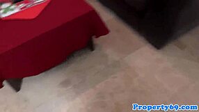 Busty Realtor Sucks Landlord's Cock Before Spooning Sex