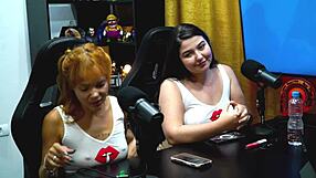 Flora VIP got so comfortable in the podcast she showed her tits and Ruan showed his dick 😜