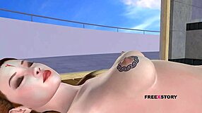 Animated 3D Teen Girl Masturbates on Floor Using a Carrot