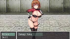 orange haired girl teases hero with footjob