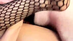 Rough doggystyle fucking in garter belt and stockings close up