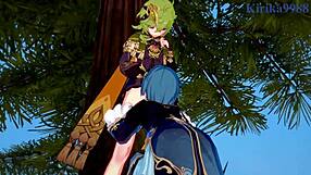 i watch shenhe collei and xingqiu have intense sex in genshin hentai