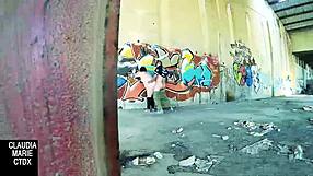 Outdoor Wall Fuck with Chubby Couple's Hard Cumshot