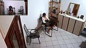 Horny secretary masturbates then bangs a harassing client! What a wild start!