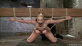 Tied Big Tits Slave Endures Harsh Caning Session