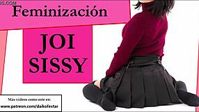Joi sissy feminization with miniskirt and condom cei