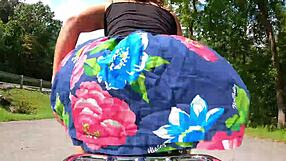 Butt Plugged Wife Flashes on Motorcycle for Thrills