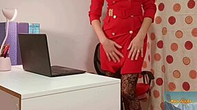 Colleague Secretary Undresses, Revealing Shaved Pussy for Amateur Fetish Play