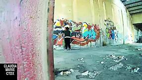 Outdoor Wall Fuck with Chubby Couple's Hard Cumshot