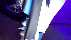 Giving a blowjob and analing a big cock on a table