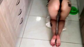 My stepsister likes cleaning in little clothes