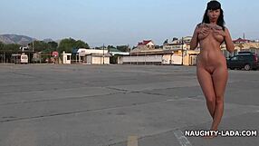 Oh wow nude and barefoot flashing tits in public street