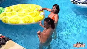 lady and mya loren get naughty at pool