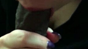 close up lipstick sucking big black cock