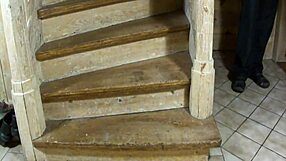 Spanking that red ass at home on the stairs