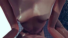 I skinny fuck in the shower, but it's 3d anime