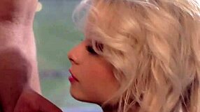 Blonde honey swallows monster cock.