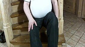 Spanking that red ass at home on the stairs