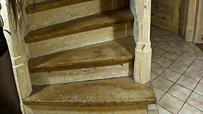 Spanking that red ass at home on the stairs