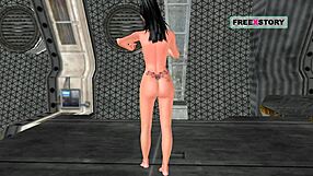 Animated 3d solo girl masturbates with banana poses.