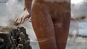 demi fray relaxes on the beach with some light teasing and undressing