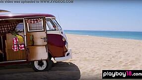 Gia Ramey's Natural Tits Tease At The Beach.