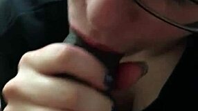 close up lipstick sucking big black cock