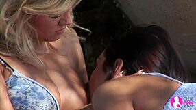 Viv Thomas HD - Blonde and brunette babes kiss and lick in garden