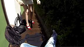 Out-Of-Town Gal Bent Over For Doggystyle Fucking And Facial Outdoors