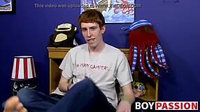 Redhead guy spills secrets before solo toy play session