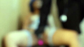 Blue haired girl with triple d tits couldnt stop cumming, lingerie toys orgasm in office 4some