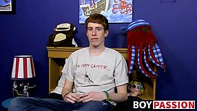 Redhead guy spills secrets before solo toy play session