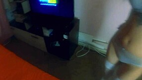 enjoying a great footjob and blowjob from a beautiful girl in nylon stockings