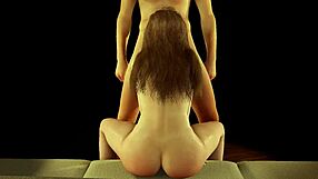 perky cute anime girl in 3d cartoon gives a deep blowjob