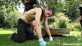 WATCH THIS SUBMISSIVE GARDENER GET HANDLED BY TWO SADISTIC BITCHES!