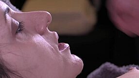 queen mona gives a close-up sensual blowjob to a big dick. cum shot lands right on her sexy face!