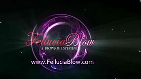 Lying on the bed, she gives an erotic blowjob and swallows the cumshot