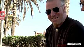 Big ass brunette enjoys stranger's toy in public fun