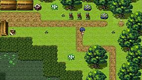 Tanned girl Natsuki in hentai game begs for striptease from weird guy.