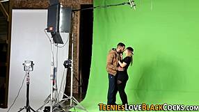 Blonde teen bent over for huge cock pounding