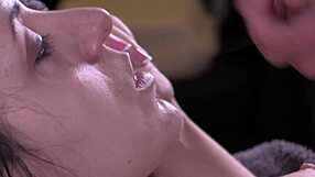 queen mona gives a close-up sensual blowjob to a big dick. cum shot lands right on her sexy face!