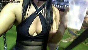 Brazilian brunette gets bent over for anal doggystyle creampie in car