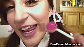 asslicking eighteen yr old tries wild stuff with grandpa in a nervous threesome. things get messy with a facial finish.