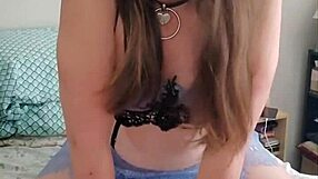 Is This Brunette Tranny Teasing You By Riding Her Pillow Alone?