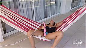 Teen wakes up horny and rubs clit with Hitachi until wet.