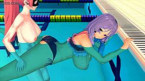 3D Hentai Girl Moans While Riding And Getting Facial In Swimming Game