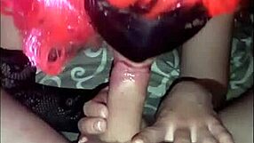 Fantastic blowjob from beauty with pink hair?