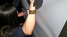 latina brunette in doggystyle with big cock and monster cock in swing glory hole