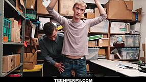 I witness a straight blonde twink caught by a latino security officer in an unexpected encounter - Ryder Cameron Boyd